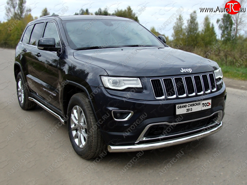 20 599 р. Защита переднего бампера нижняя d76,1 мм ТСС Тюнинг Jeep Grand Cherokee WK2 1-ый рестайлинг (2013-2018) (нержавейка)  с доставкой в г. Пермь