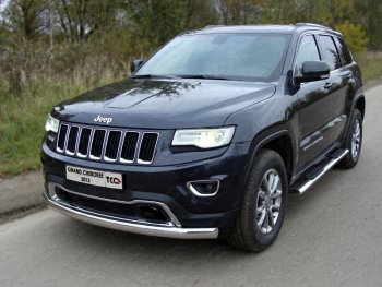 Защита переднего бампера овальная длинная 75х42 мм ТСС Тюнинг Jeep Grand Cherokee  WK2 (2013-2018) 1-ый рестайлинг (нержавейка)