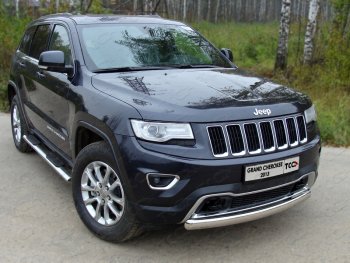 Защита переднего бампера овальная короткая 75х42 мм ТСС тюнинг Jeep Grand Cherokee  WK2 (2013-2018) 1-ый рестайлинг (нержавейка)