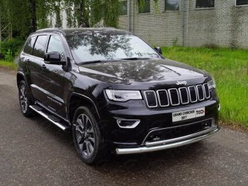 Защита переднего бампера нижняя двойная 76,1*42,2 мм ТСС Тюнинг Jeep Grand Cherokee  WK2 (2017-2022) 2-ой рестайлинг (нержавейка)