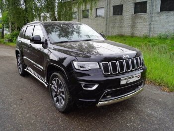 Защита переднего бампера овальная короткая 75х42 мм ТСС тюнинг Jeep Grand Cherokee  WK2 (2017-2022) 2-ой рестайлинг (нержавейка)
