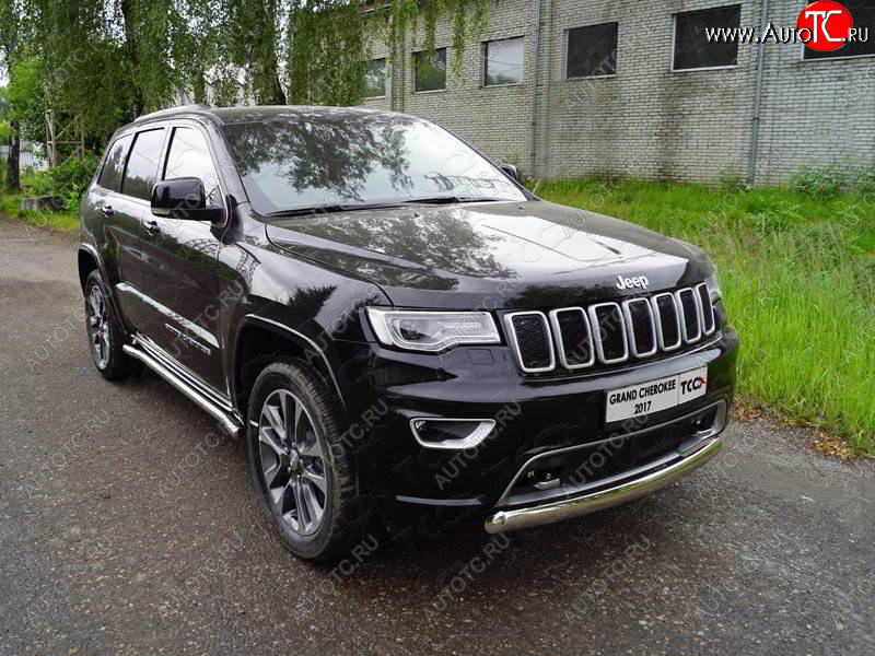 18 999 р. Защита переднего бампера овальная короткая 75х42 мм ТСС тюнинг  Jeep Grand Cherokee  WK2 (2017-2022) 2-ой рестайлинг (нержавейка)  с доставкой в г. Пермь