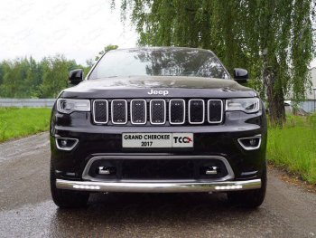 Защита переднего бампера овальная длинная с ДХО 75х42 мм ТСС Тюнинг Jeep Grand Cherokee  WK2 (2017-2022) 2-ой рестайлинг (нержавейка)