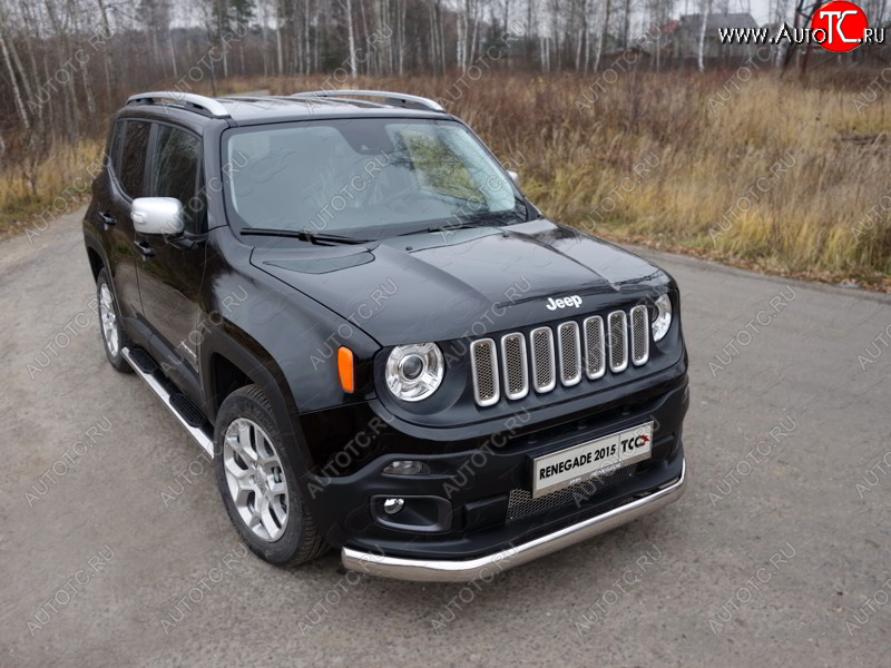 23 899 р. Защита переднего бампера нижняя овальная 75х42 мм ТСС Тюнинг Jeep Renegade дорестайлинг (2014-2018) (нержавейка)  с доставкой в г. Пермь