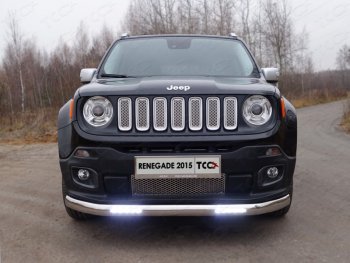 Защита переднего бампера нижняя овальная с ДХО 75х42 мм ТСС Тюнинг Jeep Renegade (2014-2018) дорестайлинг (нержавейка)