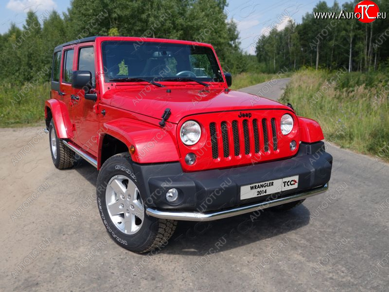 20 599 р. Защита переднего бампера нижняя d76,1 мм ТСС Тюнинг  Jeep Wrangler  JK (2006-2010) 3 дв. дорестайлинг (нержавейка)  с доставкой в г. Пермь