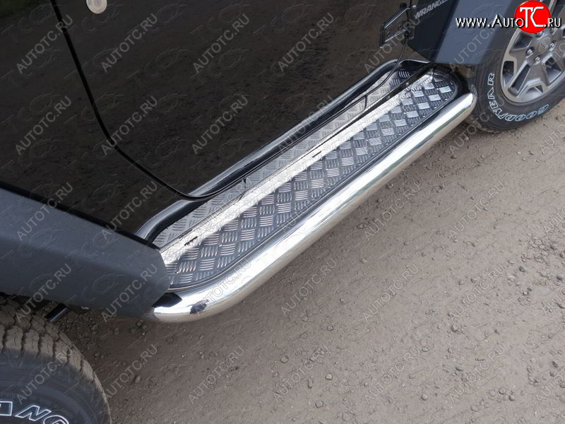 31 999 р. Пороги с площадкой 76,1 мм ТСС Тюнинг Jeep Wrangler JK 3 дв. дорестайлинг (2006-2010) (серые)  с доставкой в г. Пермь