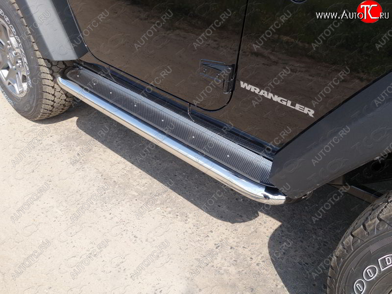 36 999 р. Пороги с площадкой 60,3 мм ТСС Тюнинг  Jeep Wrangler  JK (2006-2010) 3 дв. дорестайлинг (нержавейка)  с доставкой в г. Пермь