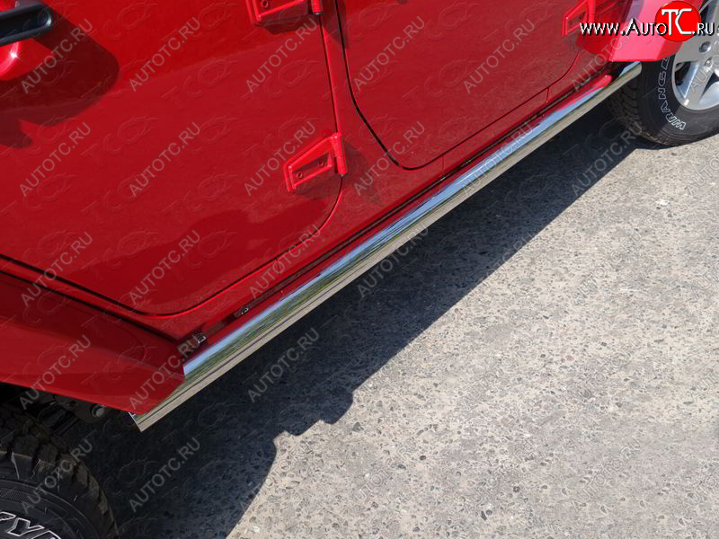 21 599 р. Защита порогов труба 76,1 мм ТСС Тюнинг  Jeep Wrangler  JK (2006-2010) 3 дв. дорестайлинг (серые)  с доставкой в г. Пермь