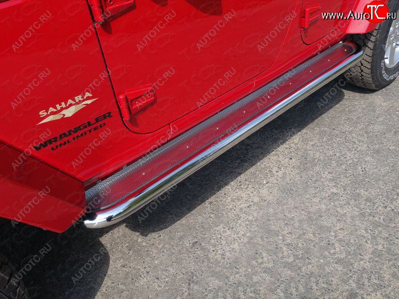 41 749 р. Пороги с площадкой 60,3 мм ТСС Тюнинг  Jeep Wrangler  JK (2006-2010) 3 дв. дорестайлинг (нержавейка)  с доставкой в г. Пермь