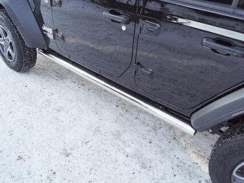 Защита порогов труба d60,3 мм ТСС Тюнинг Jeep Wrangler  JL (2018-2024) 3 дв. дорестайлинг (серые)