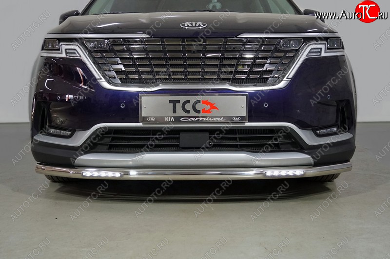 37 999 р. Защита переднего бампера нижняя с ДХО 60,3 мм ТСС Тюнинг  KIA Carnival  KA4 (2020-2023) минивэн дорестайлинг (нержавейка)  с доставкой в г. Пермь