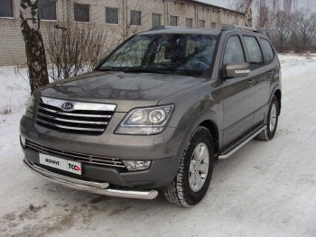 Пороги с площадкой 42,4 мм ТСС Тюнинг KIA Mohave  HM (2008-2017) дорестайлинг (серые)
