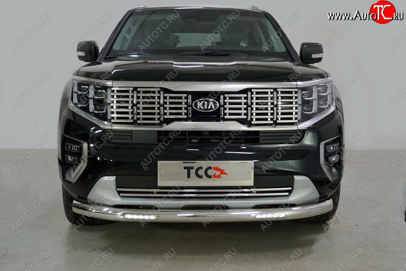 37 999 р. Защита передняя нижняя с ДХО 76,1 мм ТСС Тюнинг  KIA Mohave  HM2 (2019-2022) (нержавейка)  с доставкой в г. Пермь