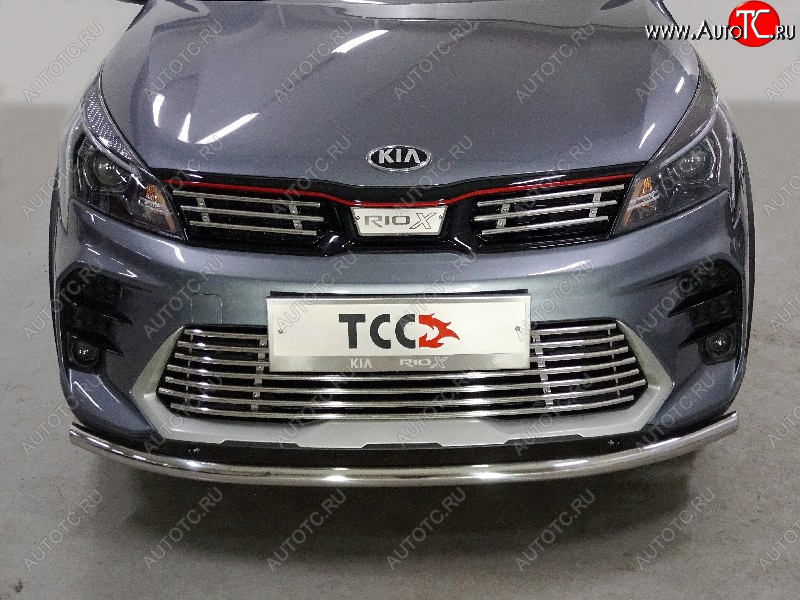 9 199 р. Нижняя декоративная вставка в бампер ТСС Тюнинг  KIA Rio  X (2020-2025) рестайлинг (d 12 мм)  с доставкой в г. Пермь