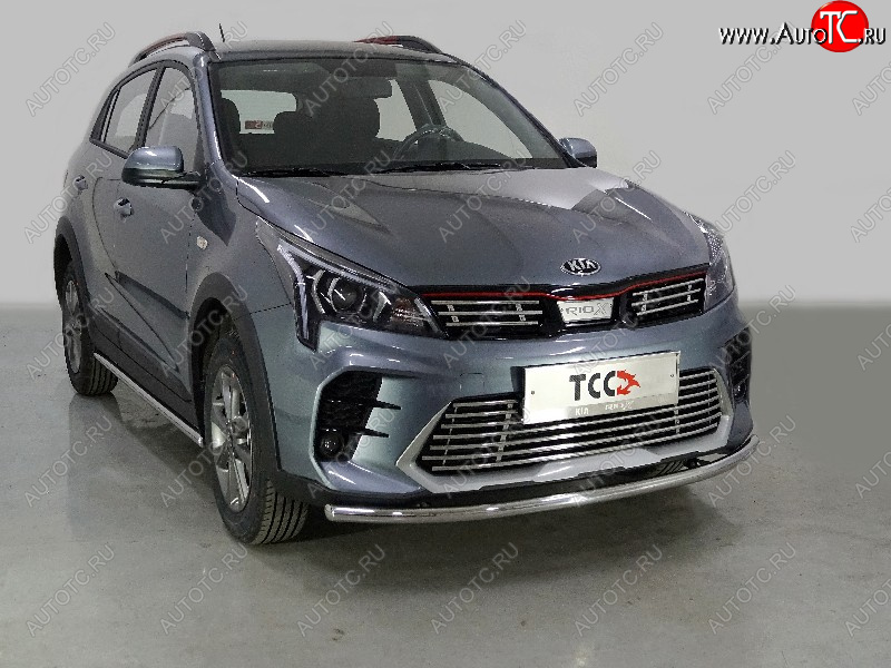 11 899 р. Защита передняя нижняя длинная 42,4 мм ТСС Тюнинг KIA Rio X рестайлинг (2020-2025) (нержавейка)  с доставкой в г. Пермь