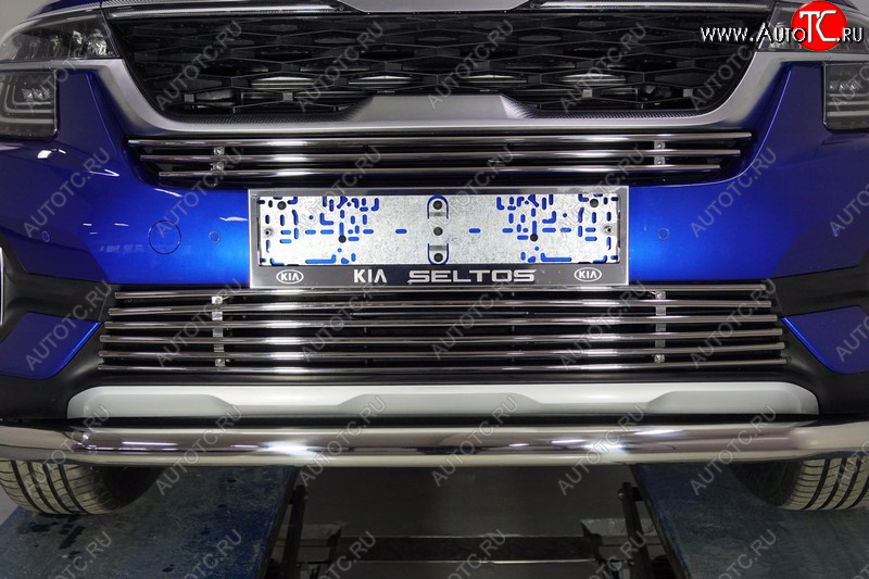 5 999 р. Нижняя декоративная вставка в бампер ТСС Тюнинг  KIA Seltos (2019-2025) (d 12 мм)  с доставкой в г. Пермь