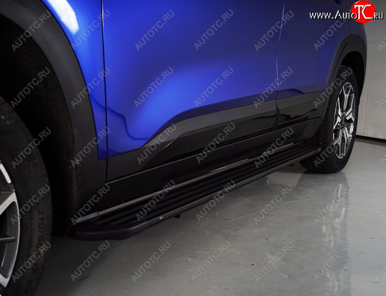 21 999 р. Пороги алюминиевые Slim Line ТСС Тюнинг  KIA Seltos (2019-2025) (Black)  с доставкой в г. Пермь