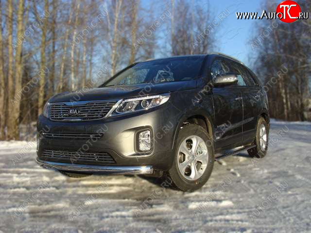 20 699 р. Защита переднего бампера овальная 75х42 мм ТСС тюнинг  KIA Sorento ( XM,  UM/Prime) (2012-2020) рестайлинг, дорестайлинг (нержавейка)  с доставкой в г. Пермь