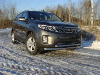 Защита переднего бампера нижняя 60,3*50,8 мм ТСС Тюнинг KIA Sorento XM рестайлинг (2012-2015) (нержавейка)