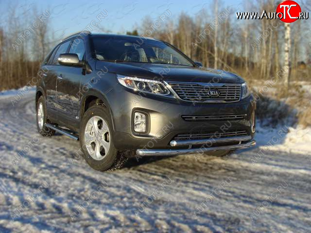 21 999 р. Защита переднего бампера нижняя 60,3*50,8 мм ТСС Тюнинг  KIA Sorento  XM (2012-2015) рестайлинг (нержавейка)  с доставкой в г. Пермь