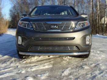 Защита переднего бампера нижняя d60,3 мм ТСС Тюнинг KIA Sorento XM рестайлинг (2012-2015) (нержавейка)