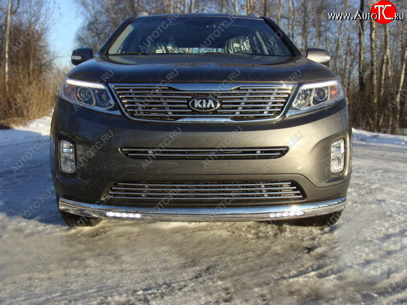40 999 р. Защита переднего бампера овальная с ДХО 75х42 мм ТСС тюнинг  KIA Sorento ( XM,  UM/Prime) (2012-2020) рестайлинг, дорестайлинг (нержавейка)  с доставкой в г. Пермь