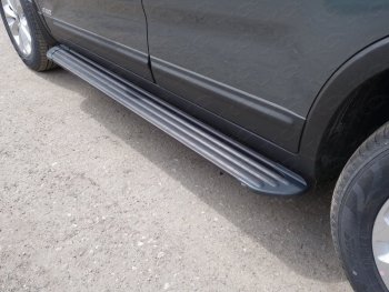 Пороги алюминиевые Slim Line ТСС Тюнинг KIA Sorento ( XM,  UM/Prime) (2012-2020) рестайлинг, дорестайлинг (Black)