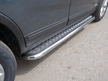 Пороги с площадкой 60,3 мм ТСС Тюнинг KIA Sorento XM рестайлинг (2012-2015) (серые)