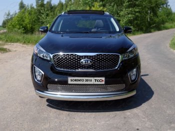 Защита переднего бампера нижняя овальная 75х42 мм ТСС Тюнинг KIA Sorento  UM/Prime (2014-2018) дорестайлинг (нержавейка)