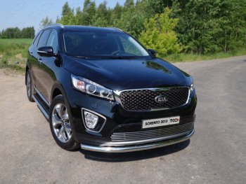 Защита переднего бампера нижняя d60,3 мм ТСС Тюнинг KIA Sorento  UM/Prime (2014-2018) дорестайлинг (нержавейка)