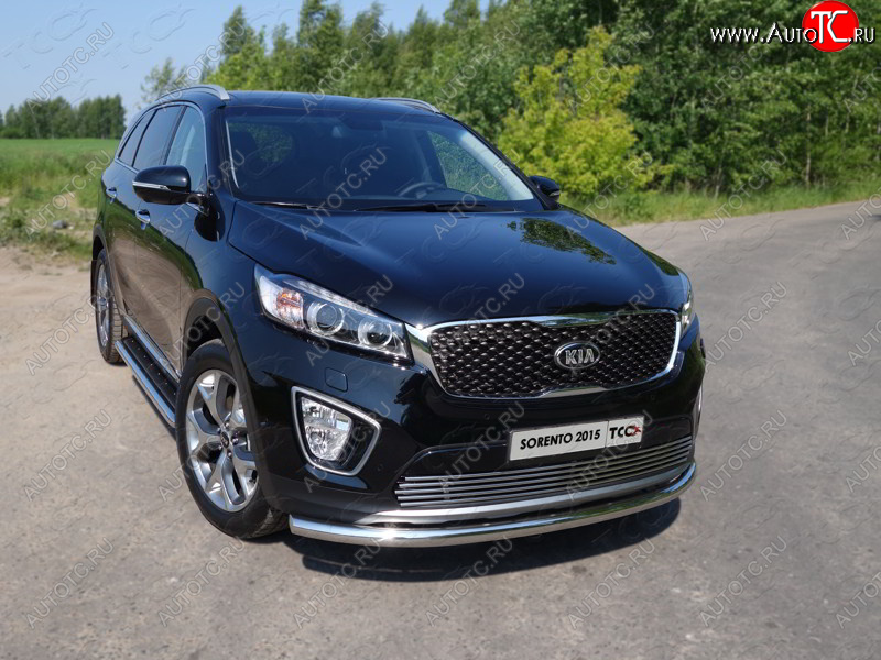 17 649 р. Защита переднего бампера нижняя d60,3 мм ТСС Тюнинг KIA Sorento UM/Prime дорестайлинг (2014-2018) (нержавейка)  с доставкой в г. Пермь