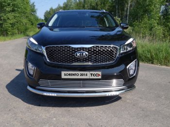 Декоративная вставка переднего бампера ТСС Тюнинг KIA Sorento  UM/Prime (2014-2018) дорестайлинг (d 12 мм)