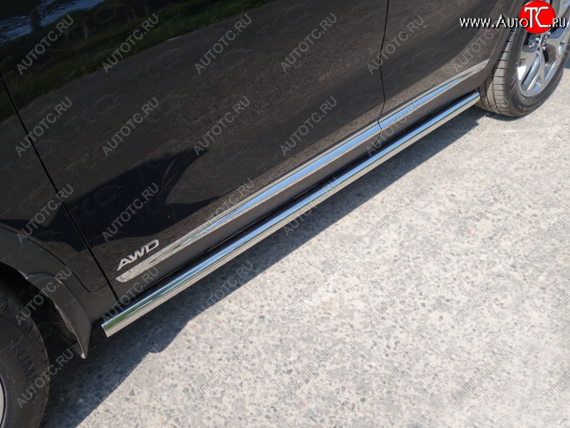 21 599 р. Защита порогов труба d60,3 мм ТСС Тюнинг  KIA Sorento  UM/Prime (2014-2018) дорестайлинг (серые)  с доставкой в г. Пермь