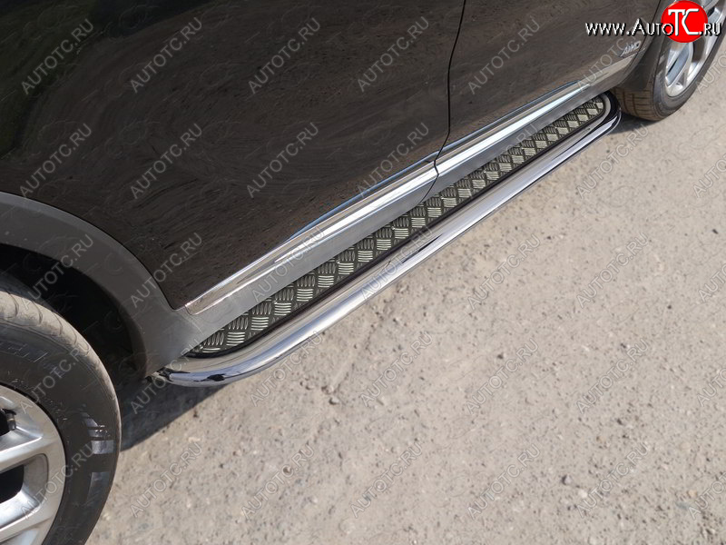 37 649 р. Пороги с площадкой 75х42 мм Prime ТСС Тюнинг  KIA Sorento  UM/Prime (2014-2018) дорестайлинг (серые)  с доставкой в г. Пермь
