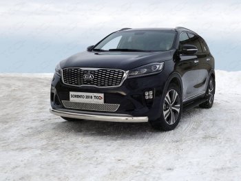 Защита переднего бампера нижняя овальная 75х42 мм ТСС Тюнинг KIA Sorento  UM/Prime (2018-2020) рестайлинг (нержавейка)