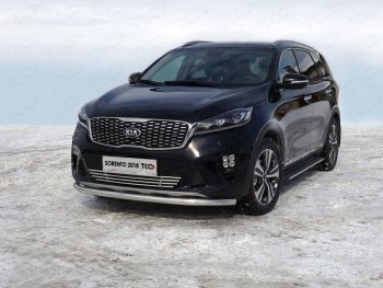 Защита переднего бампера нижняя d60,3 мм ТСС Тюнинг KIA Sorento  UM/Prime (2018-2020) рестайлинг (нержавейка)