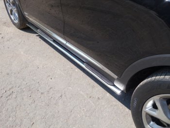 Пороги овальные с накладкой 75х42 мм ТСС Тюнинг KIA Sorento  UM/Prime (2018-2020) рестайлинг