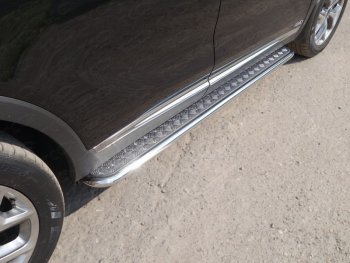 Пороги с площадкой 42,4 мм Prime ТСС Тюнинг KIA Sorento  UM/Prime (2018-2020) рестайлинг (серые)