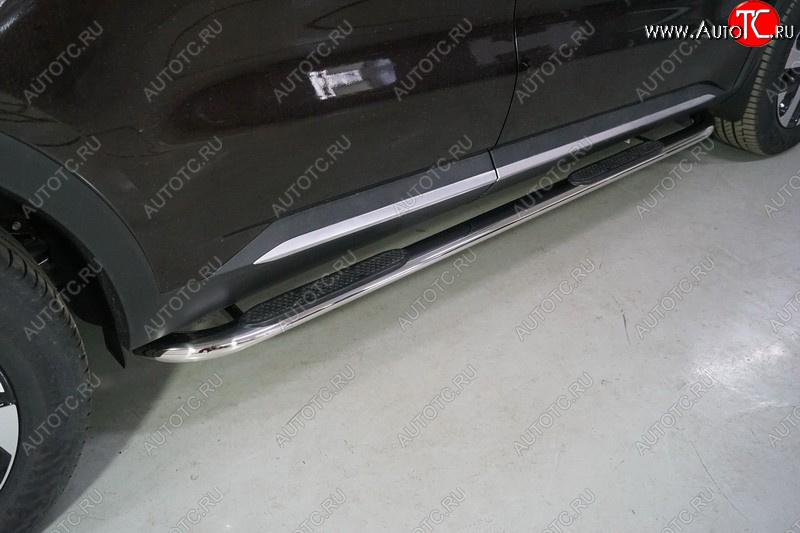 34 749 р. Пороги овальные гнутые с накладкой 75х42 мм  KIA Sorento  MQ4 (2020-2022) (серые)  с доставкой в г. Пермь