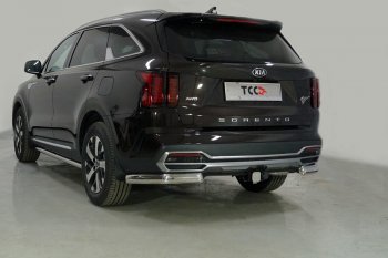 Защита задняя (уголки овальные, 75х42 мм) ТСС Тюнинг KIA Sorento  MQ4 (2020-2022) (уголки овальные)
