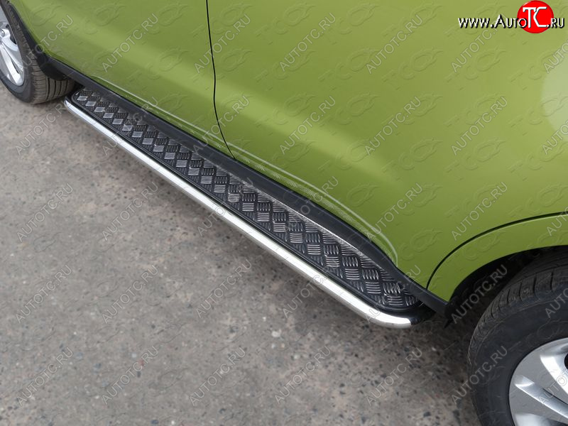 22 999 р. Пороги с площадкой 42,4 мм ТСС Тюнинг KIA Soul PS дорестайлинг (2014-2016) (серые)  с доставкой в г. Пермь