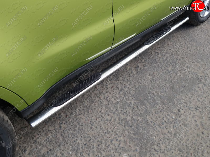 29 749 р. Пороги овальные с накладкой 75х42 мм ТСС Тюнинг  KIA Soul  PS (2014-2016) дорестайлинг (серые)  с доставкой в г. Пермь