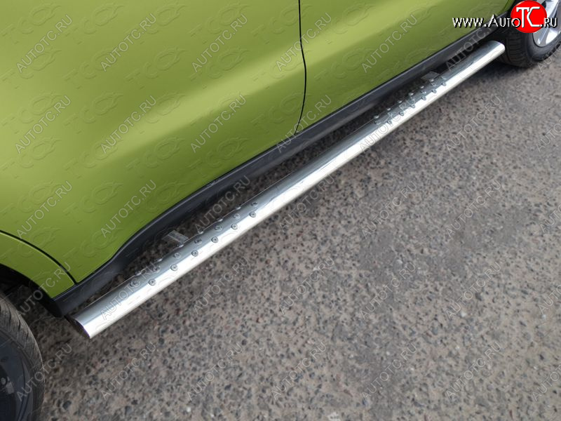 31 399 р. Пороги овальные с проступью 75х42 мм ТСС Тюнинг KIA Soul PS дорестайлинг (2014-2016) (серые)  с доставкой в г. Пермь