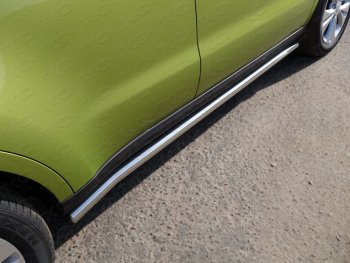 Защита порогов труба d60,3 мм ТСС Тюнинг KIA Soul  PS (2014-2016) дорестайлинг (серые)