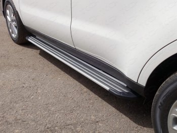 Пороги алюминиевые Slim Line ТСС Тюнинг KIA Soul  PS (2017-2019) рестайлинг (Silver)
