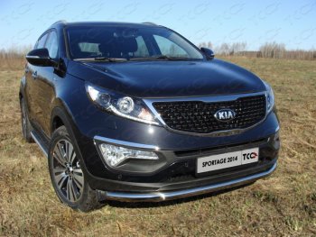 Защита переднего бампера нижняя d60,3 мм ТСС Тюнинг KIA Sportage  3 SL (2014-2016) рестайлинг (нержавейка)