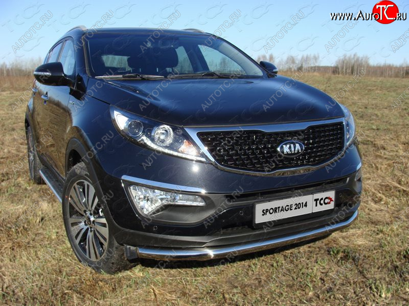 17 649 р. Защита переднего бампера нижняя d60,3 мм ТСС Тюнинг  KIA Sportage  3 SL (2014-2016) рестайлинг (нержавейка)  с доставкой в г. Пермь