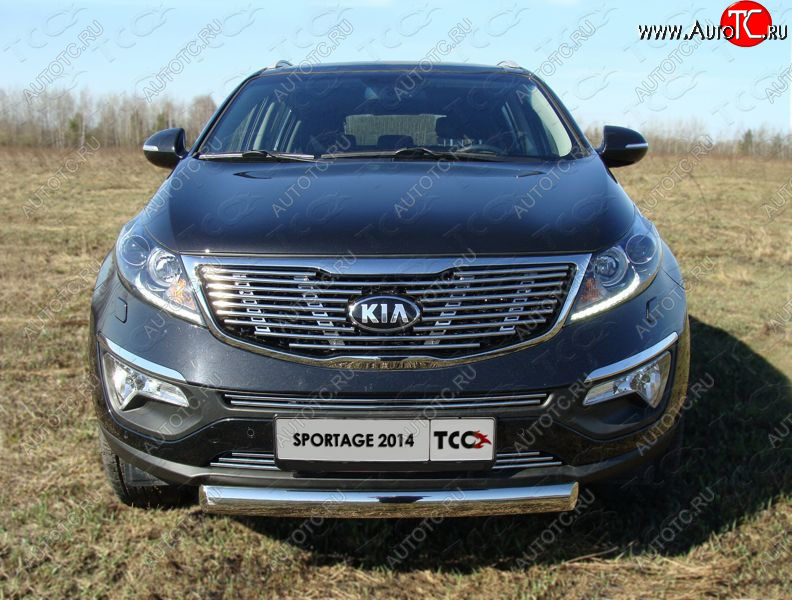 5 849 р. Нижняя декоративная вставка в бампер ТСС Тюнинг  KIA Sportage  3 SL (2014-2016) рестайлинг (d 12 мм)  с доставкой в г. Пермь