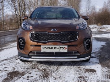 Декоративная вставка переднего бампера ТСС Тюнинг KIA Sportage  4 QL (2016-2018) дорестайлинг (d 12 мм)